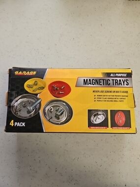 Garage Magnetic Trays with Yellow and Red Lids